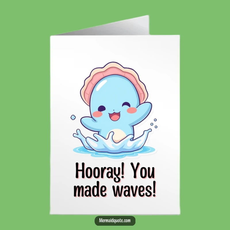 Free Printable Congrats Card: Blue Creature's Playful Splash Downloadable