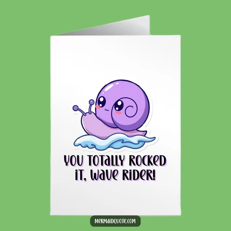 Free Printable Congrats Card: Bubbly Sea Snail Rides Wave of Success!