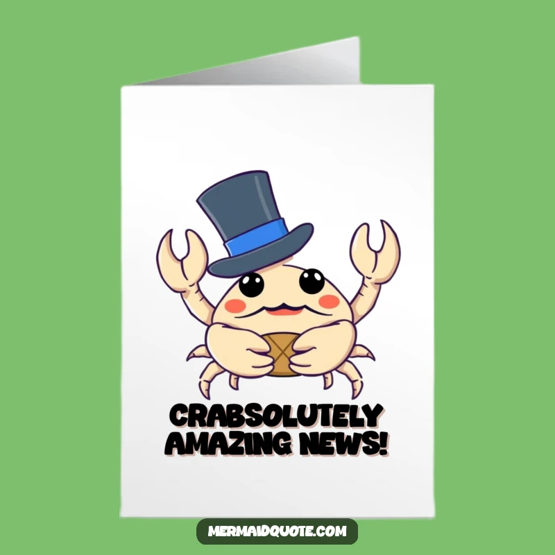 Free Printable Congrats Card: Dapper Crab Finds Treasure, Humorous Downloadable Gift