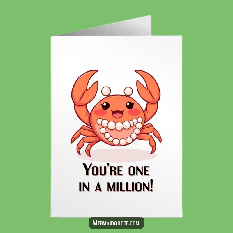 Free Printable Congrats Card: Pearl-Adorned Crab Cheers Success!