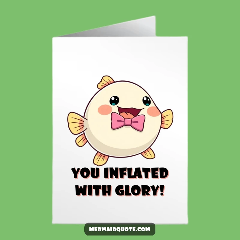Free Printable Congrats Card: Pufferfish Excitement, Funny Downloadable Gift for Celebrations