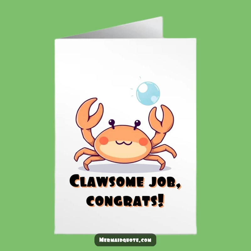 Free Printable Crab Congrats Card - Funny Bubble Wave Celebration