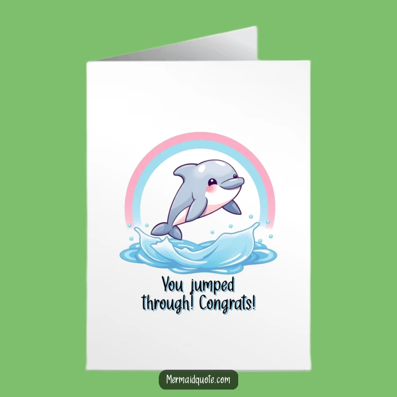 Free Printable Dolphin Congrats Card: Rainbow Splash Downloadable for Wins