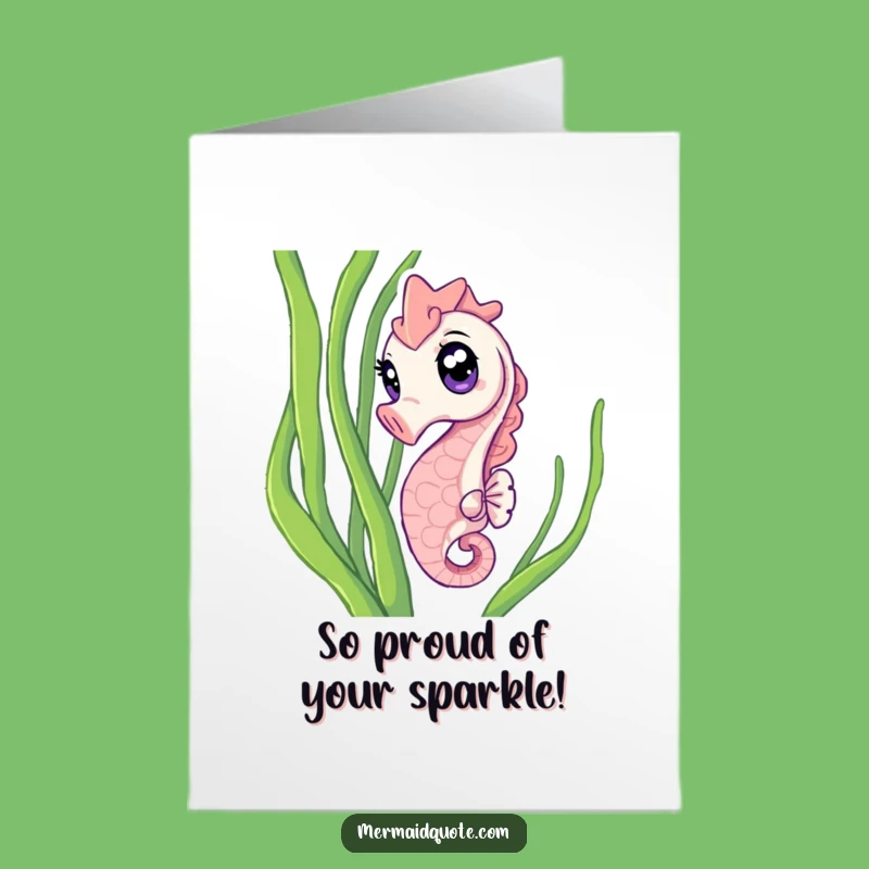 Free Printable Congrats Card: Curious Seahorse Sparkle Funny Downloadable