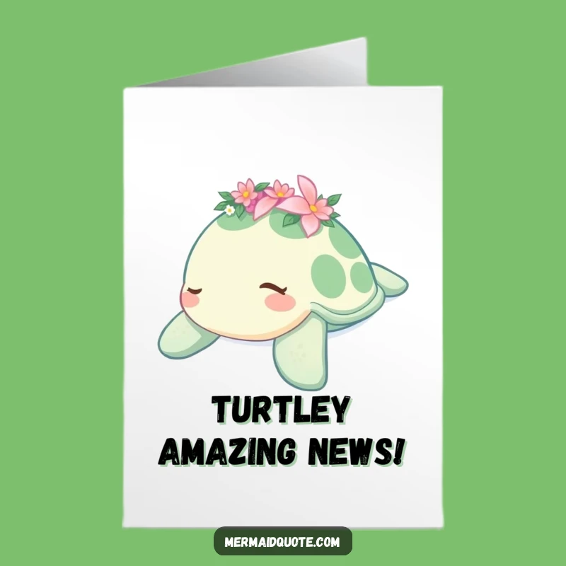 Free Printable Sleepy Turtle Congrats Card: Flower Crown Funny Downloadable Gift