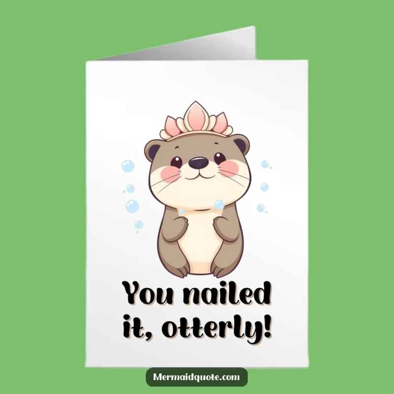 Free Printable Congratulations Card: Kawaii Otter's Bubble Blast for Your Success