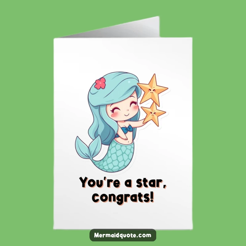 Free Printable Congrats Card: Mermaid Starfish Nose Balance Humor, Downloadable Gift