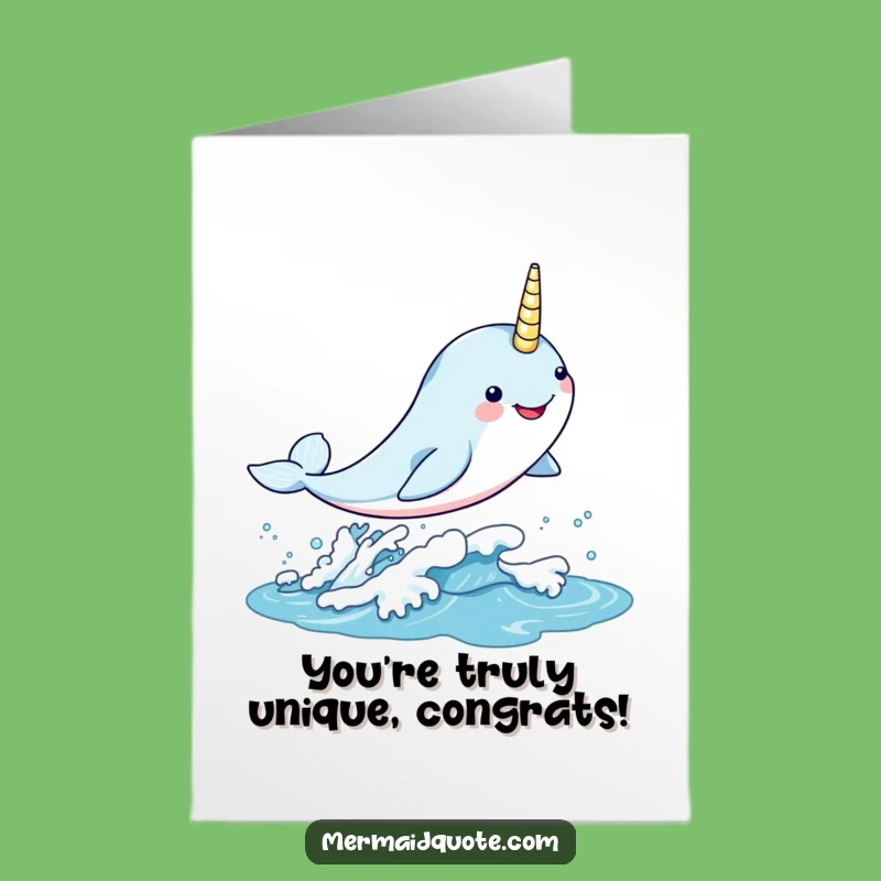 Free Printable Congratulations Card: Narwhal Leaps for Your Wonderful Achievement