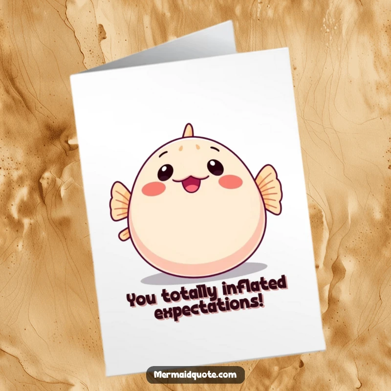 Funny Free Printable Pufferfish Congratulations Card: A shy pufferfish inflates hilariously, ready to celebrate your big news.