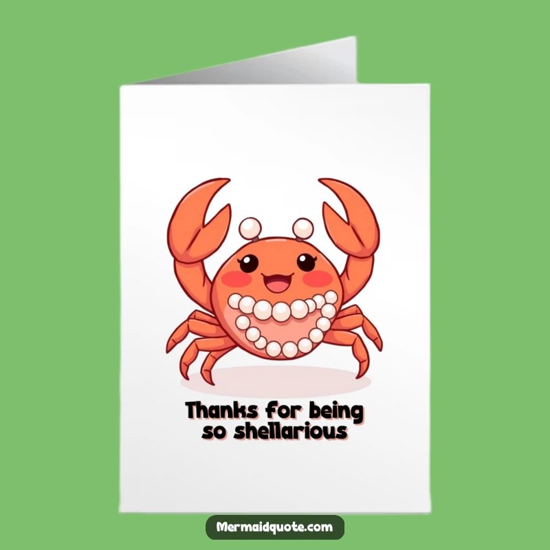 Chic Free Printable Thank You Card: Crab Says Thanks with Pearls!