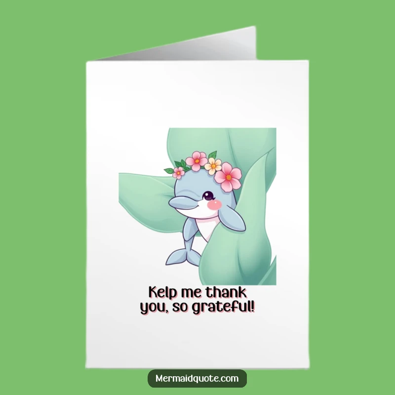 Free Printable Dolphin Thank You Card - Flower Crown Gratitude Download