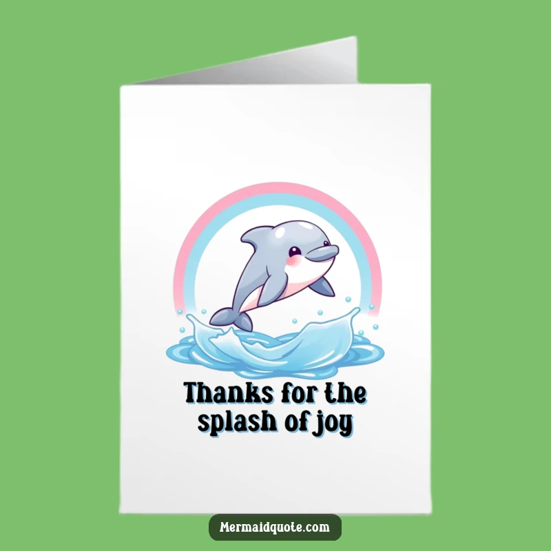 Free Printable Dolphin Thank You Card: Rainbow Gift of Gratitude