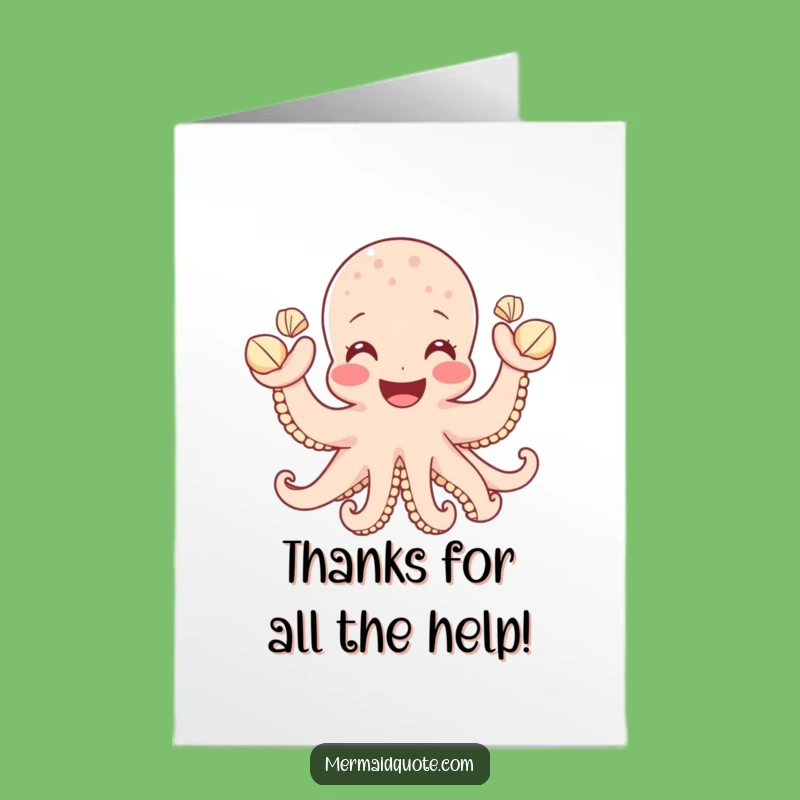 Free Printable Octopus Thank You Card: Seashells Funny Downloadable Gift