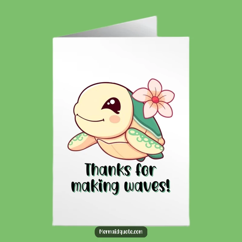 Free Printable Sea Turtle Thank You Card: Winking Turtle Downloadable Gift