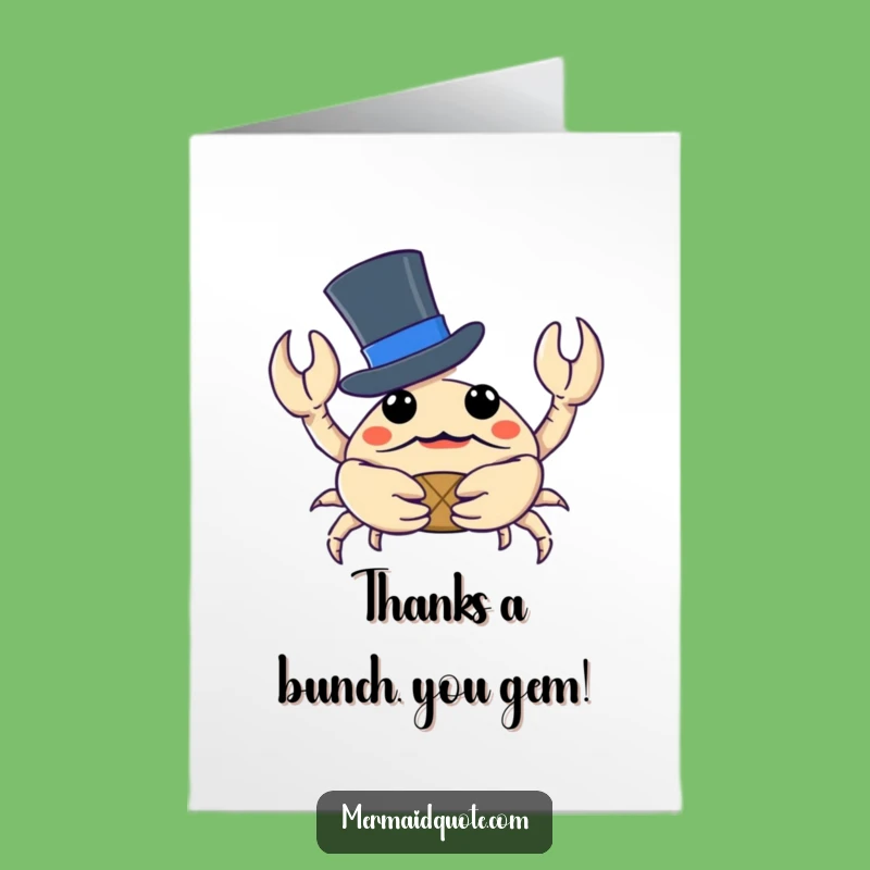 Free Printable Thank You Card: Crab with Treasure, Heartfelt & Humorous Downloadable Gift