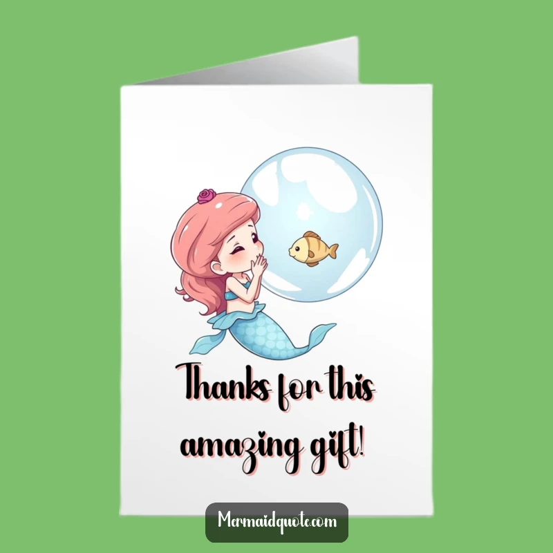 Free Printable Thank You Card: Mermaid Bubble Fish Funny Downloadable