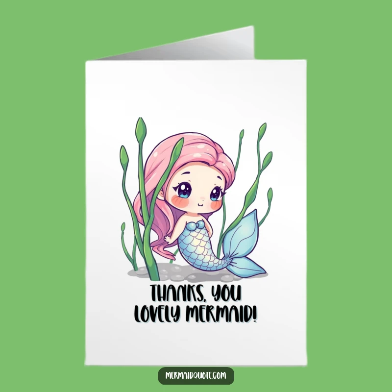 Free Printable Thank You Card: Mermaid Peek Funny Downloadable Gratitude