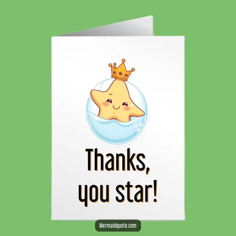 Free Printable Thank You Card: Starfish Crown Funny Downloadable Gratitude