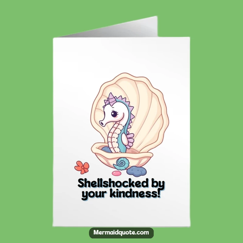 Free Printable Seahorse Thank You Card - Cute Clam Gratitude