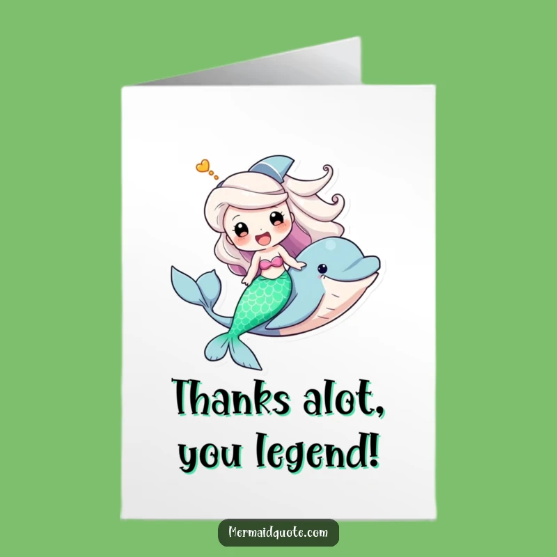 Free Printable Thank You Card: Mermaid Dolphin Ride Funny Downloadable Gift