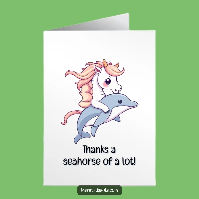 Free Printable Thank You Card: Seahorse Dolphin Ride Funny Downloadable Gratitude