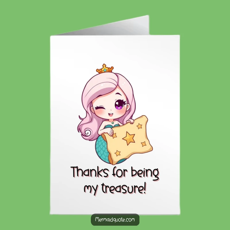Free Printable Thank You Card: Winking Mermaid Treasure Map Funny