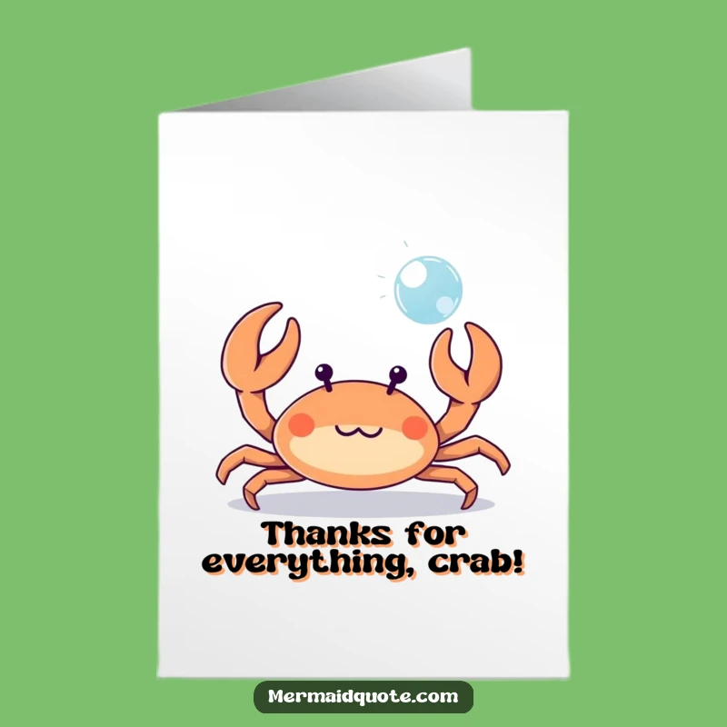 Free Printable Crab Thank You Card - Playful Bubble Gratitude