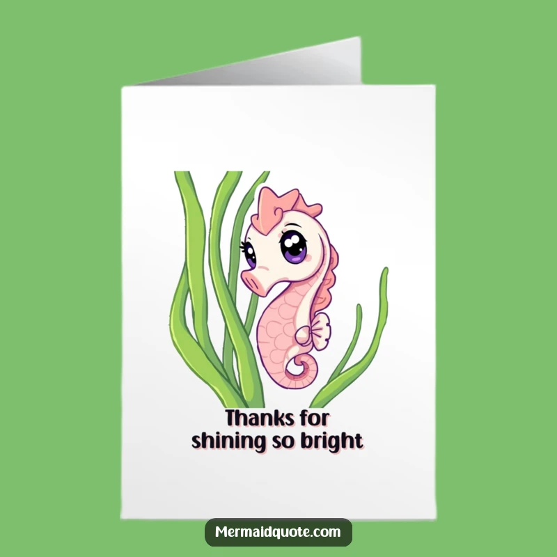 Free Printable Thank You Card: Curious Seahorse Sparkle Funny Downloadable