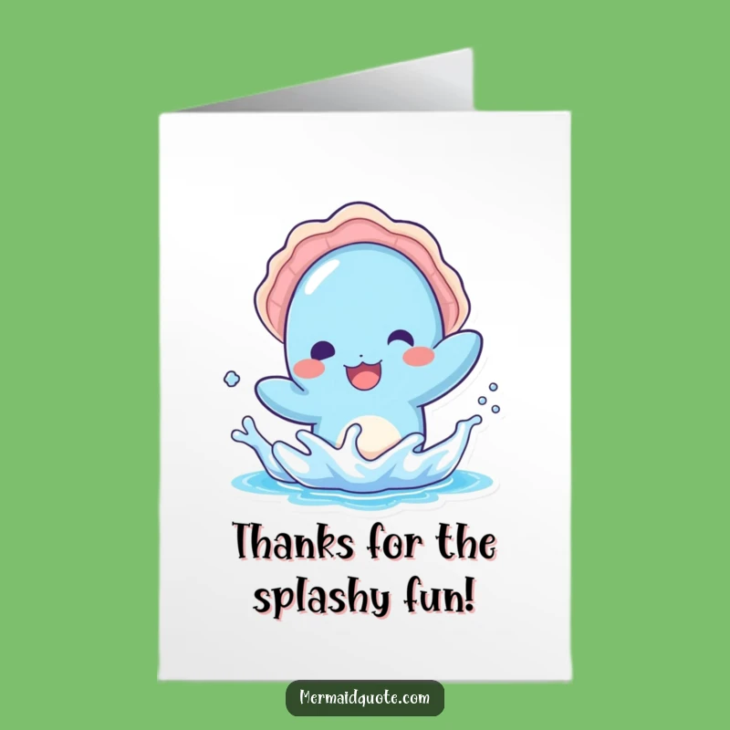 Free Printable Thank You Card: Blue Creature's Playful Splash Downloadable