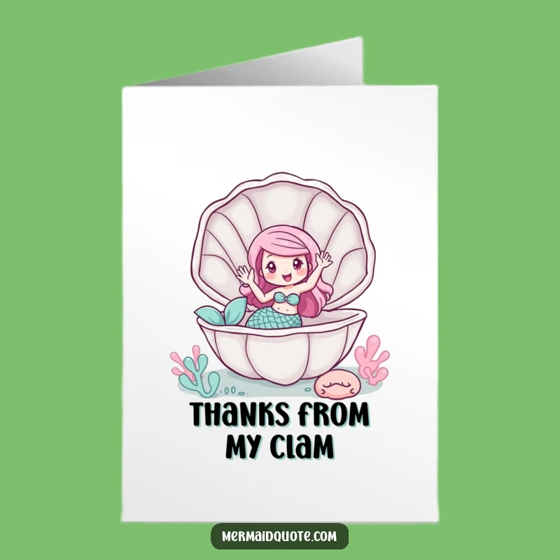 Charming Free Printable Thank You Card: Mermaid in Clam Thank You Downloadable Gift
