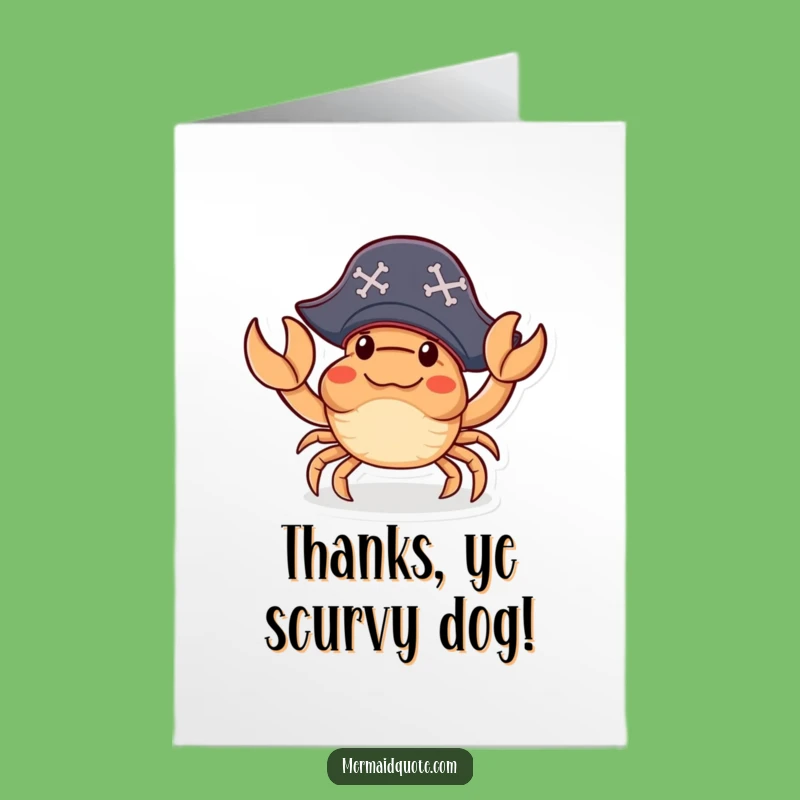 Free Printable Thank You Card: Pirate Crab Arrr-mazing Thanks Funny Downloadable