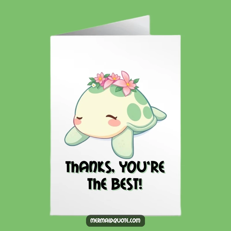 Free Printable Sleepy Turtle Thank You Card: Flower Crown Funny Downloadable Gift