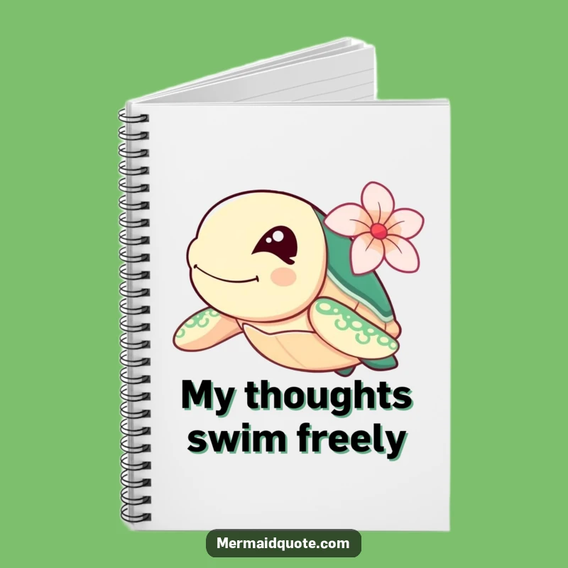 Funny Sea Turtle Notebook: Winking Swimmer with Flower, Great Funny Gift Idea