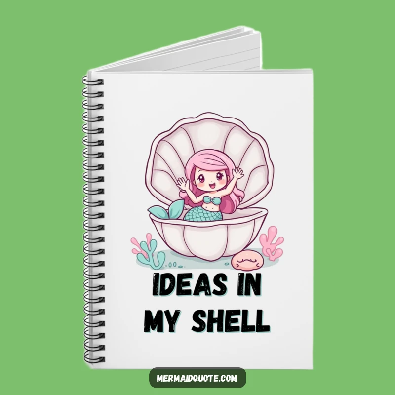 Funny Mermaid Clam Wave Notebook - Whimsical Journal for Ideas Gift