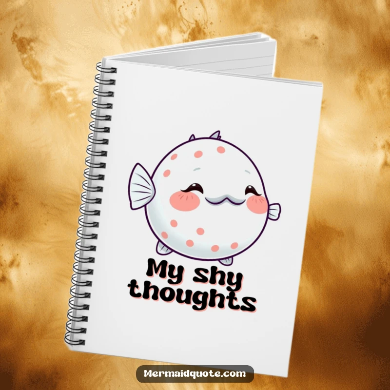 Funny Pufferfish Blushing Notebook: Notebook featuring a shy pufferfish inflating slightly with a sparkling blush, ideal for notes.