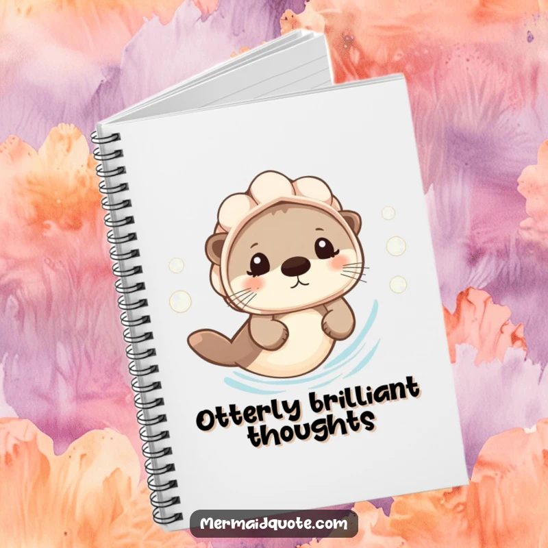 Funny Notebook: A tiny otter in a seashell helmet swims with a cheerful bubble trail, perfect for capturing bright ideas.