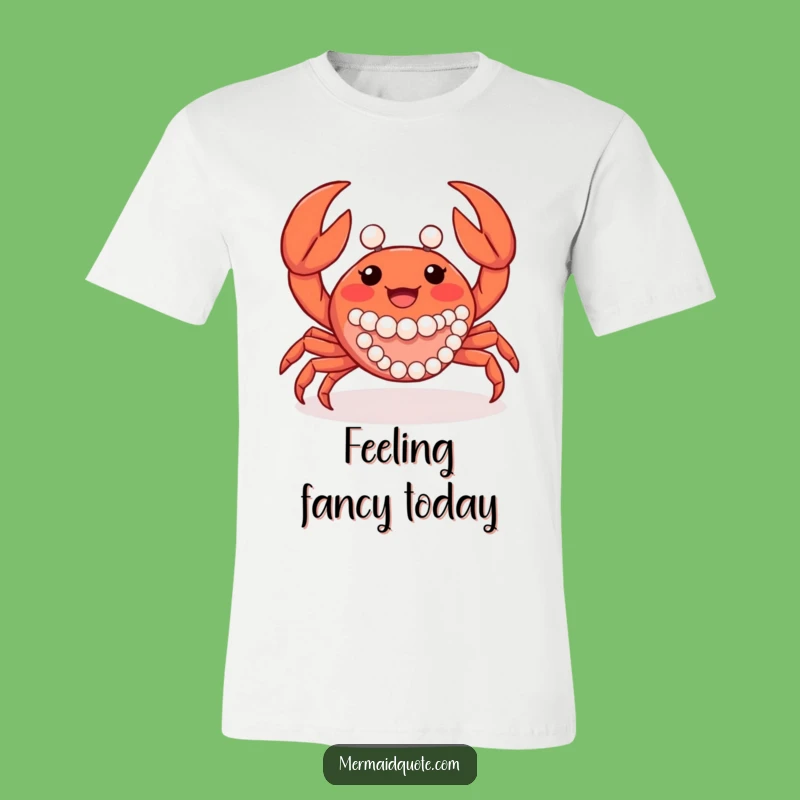 Funny Crab T-Shirt - Waving Claws & Pearls, Stylish Funny Gift Tee for Ocean Fans