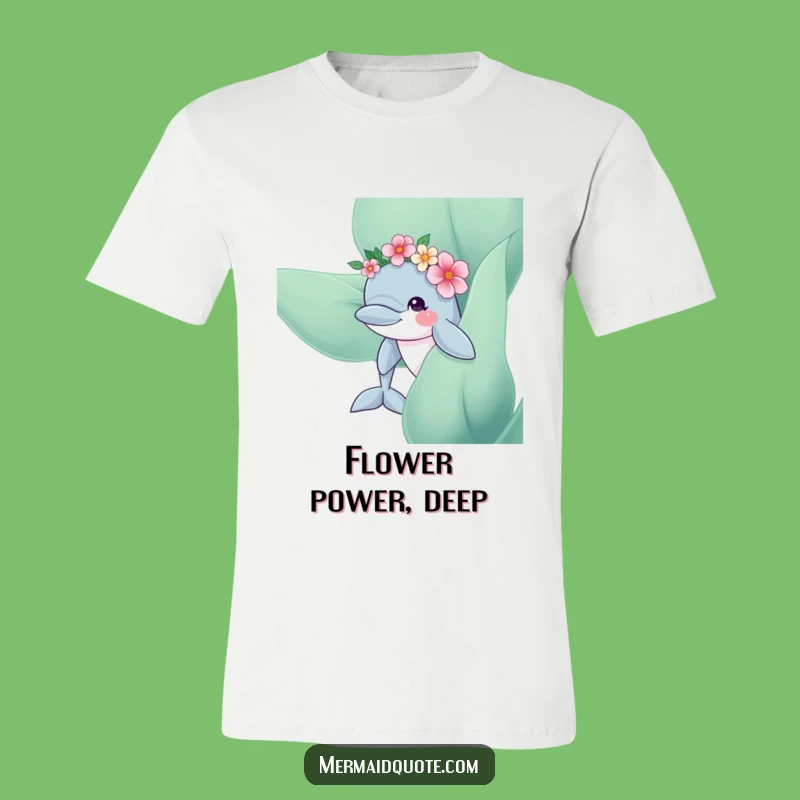 Funny Dolphin Flower Crown T-Shirt: Whimsical Ocean Tee, a Cute Funny Gift!