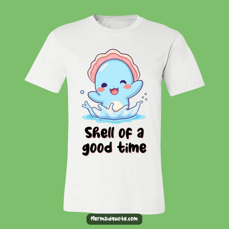 Funny Kawaii Blue Creature Tee - Playful Seashell Splash Gift Shirt