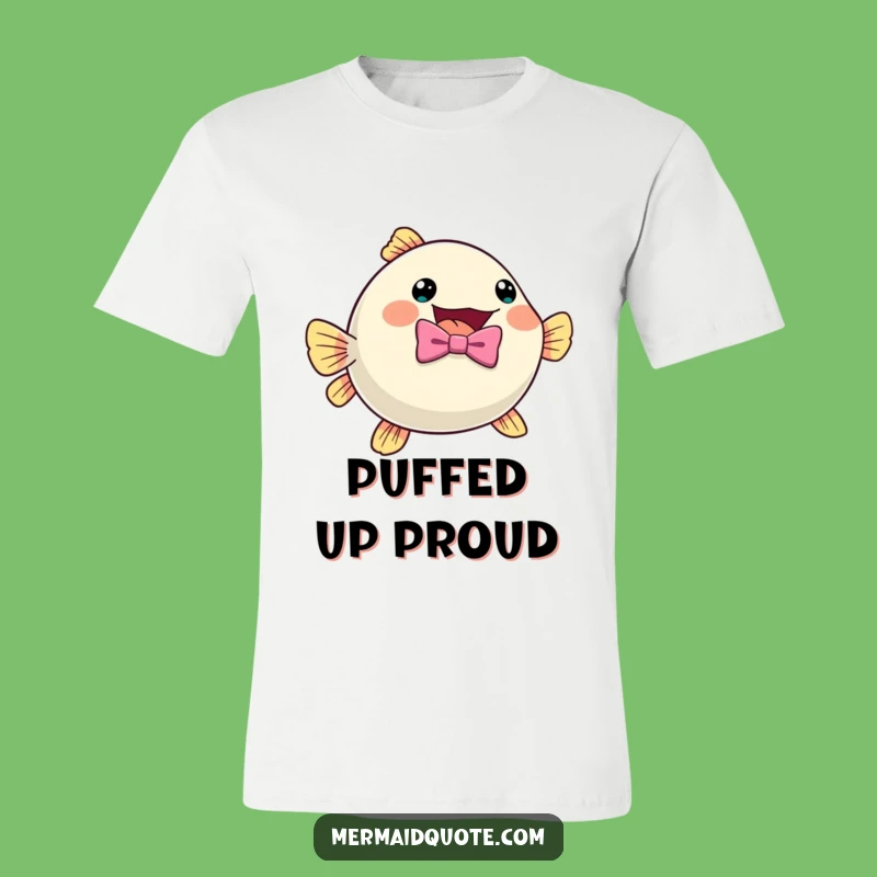 Funny Pufferfish Bow Tie Tee: Excited Inflation T-Shirt for Fun Lovers