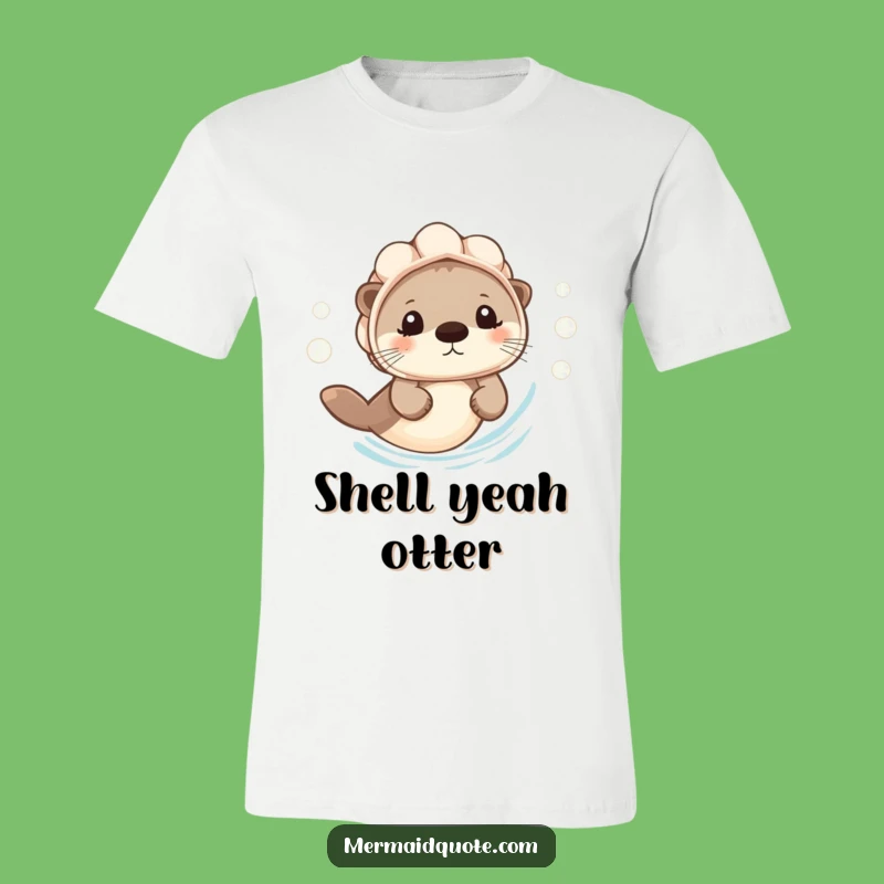 Funny Otter Swimming T-Shirt: Wear Your Aquatic Joy with This Seashell Helmet Friend