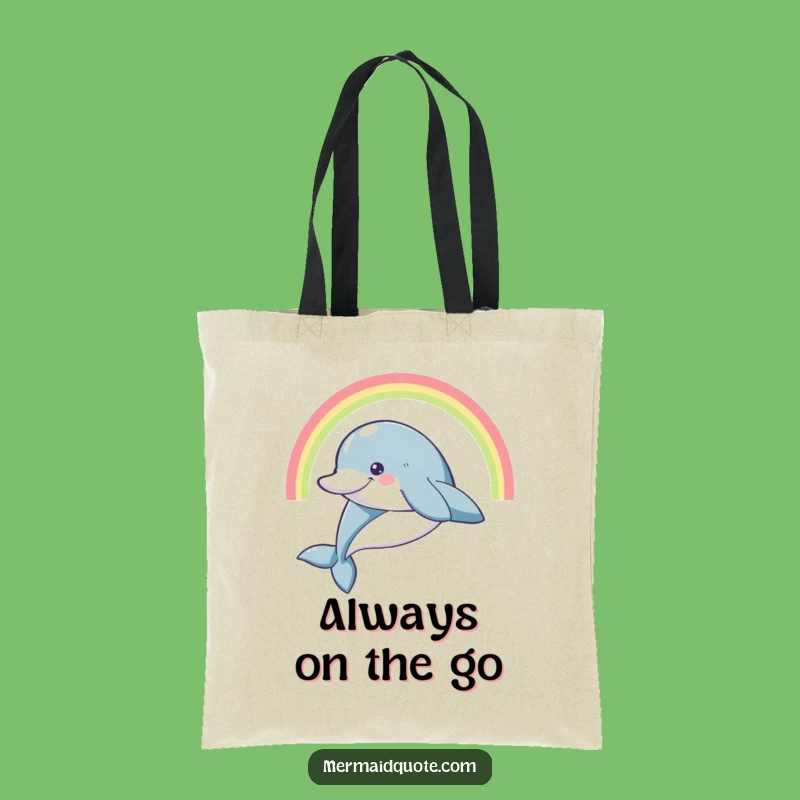 Funny Dolphin Rainbow Tote Bag: Leaping Joy, Great Funny Gift Carry-all