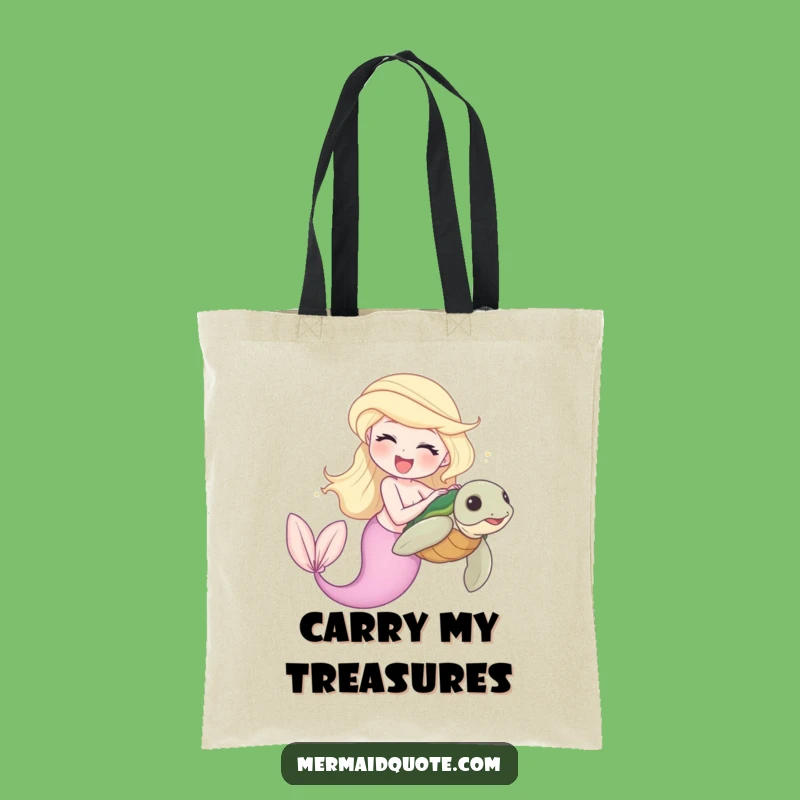 Funny Mermaid Tote Bag - Ocean Tickle Turtle Carryall