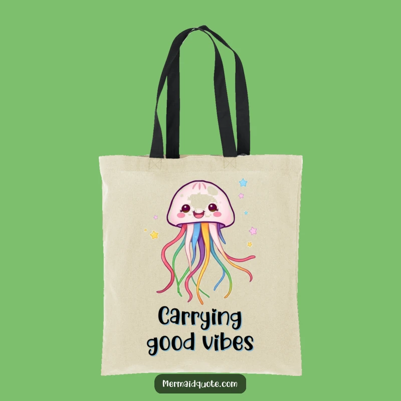 Funny Jellyfish Tote Bag - Colorful Ribbons Carry-all, Stylish Funny Gift Accessory