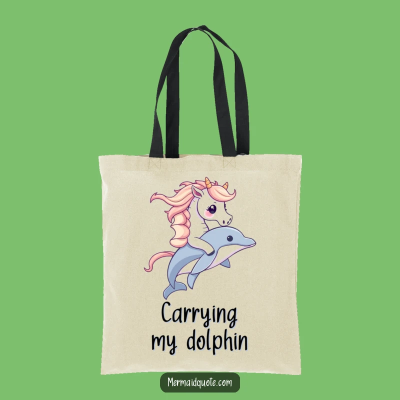 Funny Seahorse Dolphin Ride Tote Bag: Cute Ocean Art, Perfect Funny Gift