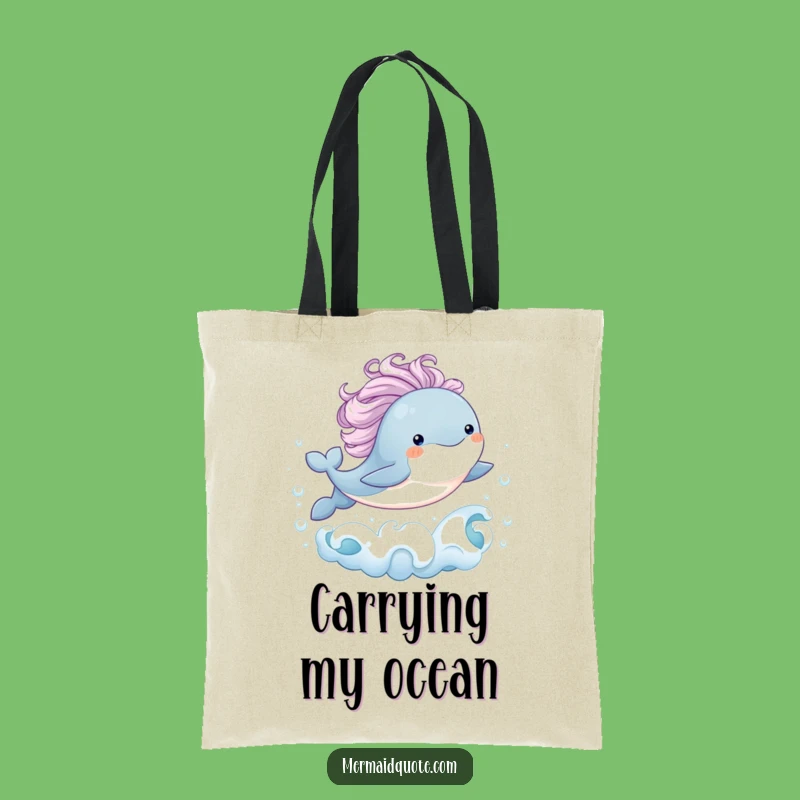 Joyful Baby Whale Leap Tote Bag: Funny and Practical Gift for Ocean Lovers