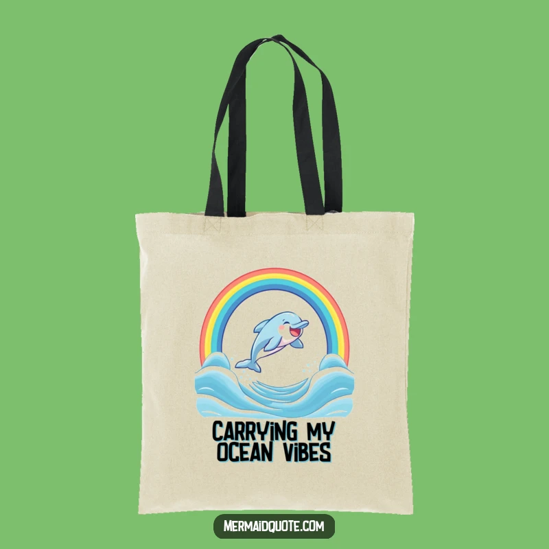 Funny Dolphin Rainbow Tote Bag: Carry Your Essentials with Ocean Laughter