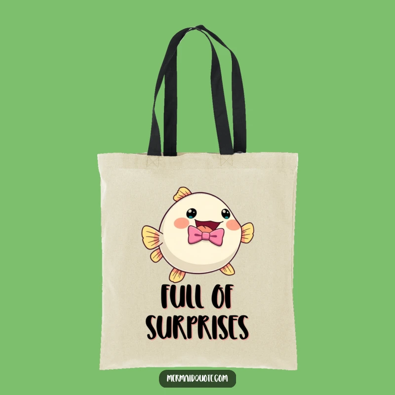 Funny Pufferfish Tote Bag: Bow Tie Excitement Carryall Gift