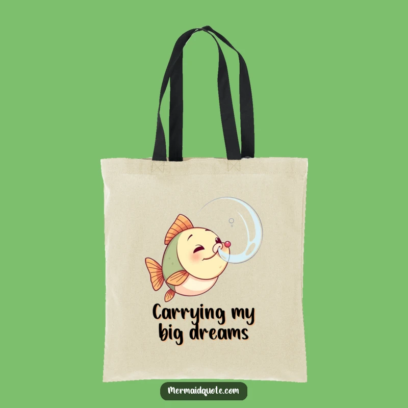 Funny Determined Fish Bubble Tote - Motivational Shopping Bag