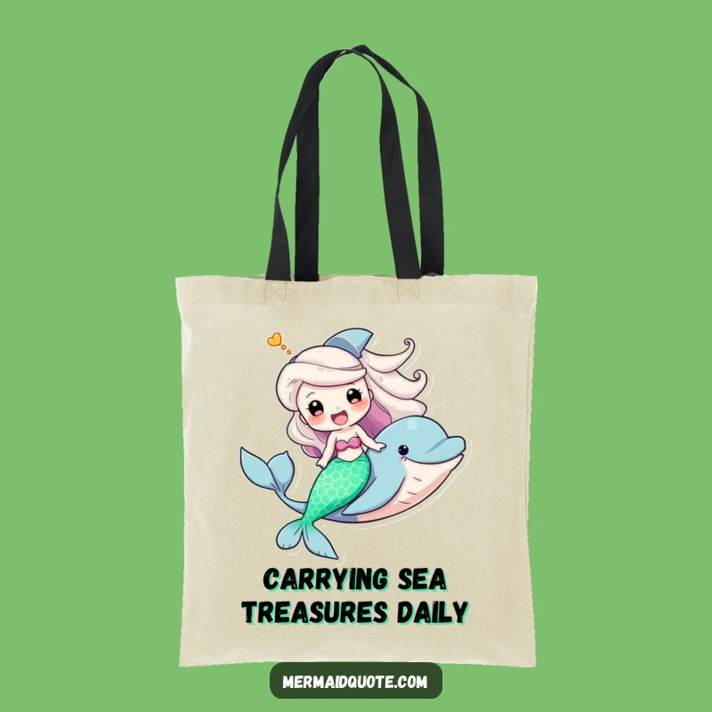 Funny Mermaid Dolphin Carry-All Tote Bag - Hilarious Beach Day Gift
